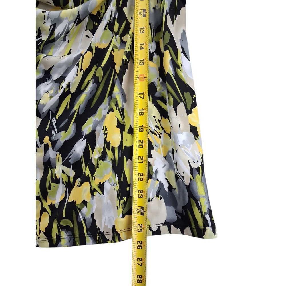 Jones Studio Separates Womens 1X Blouse Cowl Neck Sleeveless Floral Black Yellow - Picture 6 of 8